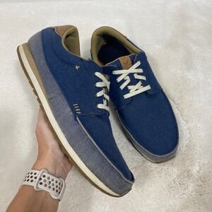 Sanuk Mens Beer Runner Casual Shoes Size 11 Blue Lace Up Low Top Comfort Sneaker